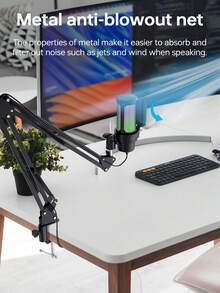 USB Plug Capacitive Microphone With Switchable RGB Lighting Modes, Suitable For Gaming, Esports Recording And Live Streaming - View 5