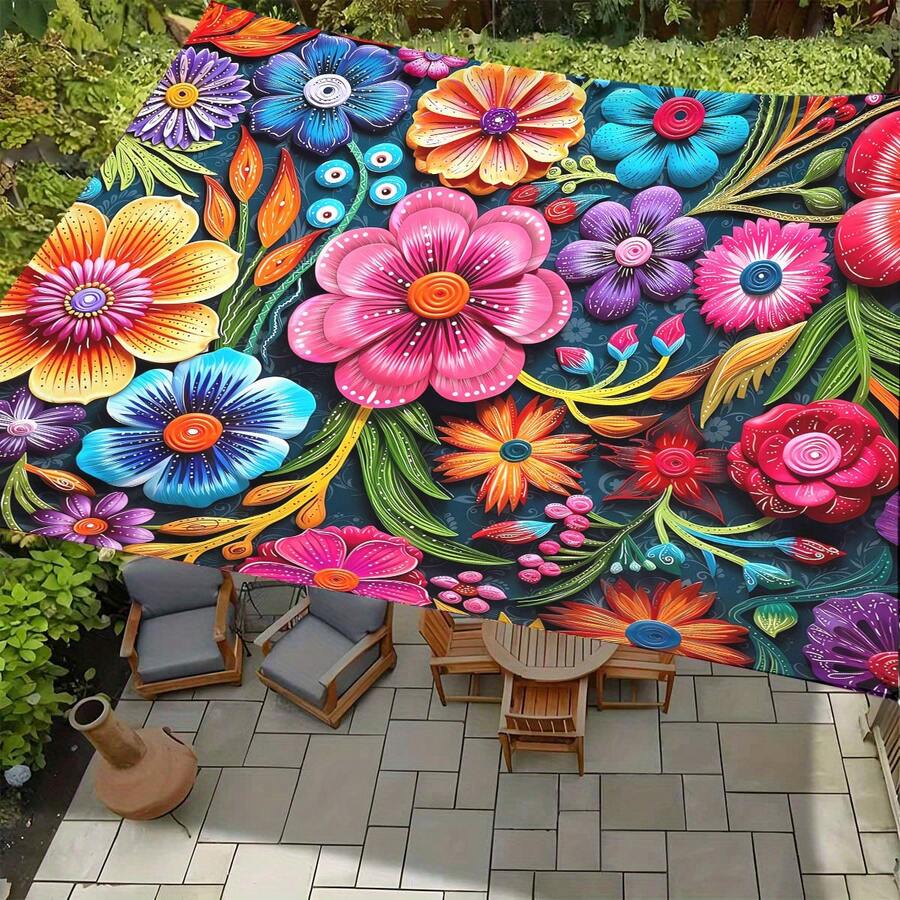 1 pieza Dosel floral bohemio - Toldo portátil y ligero para sombra al aire libre, adecuado para playa, camping, jardín, picnic. Para todo el año, montaje rápido (sin incluir los postes), aplicable para balcón, piscina y talla grande - A - Ver 1