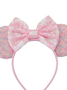 Disney, 1pc Sparkling Mickey And Minnie Polka Dot Bow Headband, Elegant Minnie Sequin Ear Headband-Perfect For Girls' Birthday Parties, Costume Play, And Theme Park Outings, Making It The Ideal Choice For Any Party Outfit. This Cartoon Minnie Mouse Ear Headband Is Also Suitable For Couples To Wear Together, And Makes The Perfect Accessory For Princess Role-Playing And Birthday Celebrations (Hair Accessories, Headbands, Women's Headbands). - Multicolor - View 8
