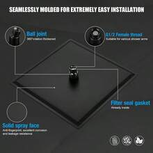 Đầu vòi sen vuông bằng thép không gỉ màu đen mờ, đầu vòi sen phun mưa áp lực cao. - Hình vuông - Xem 5