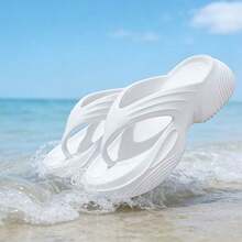 Women's Summer Wedge Flip Flops, Elevated Beach Sandals, Soft Sole Thong Slippers For Holiday - White - View 4