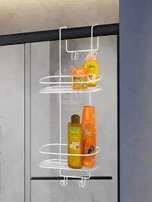 Double Shower Stall Support,  Shampoo Holder With Hooks – No Drilling Required - A - Visa 3