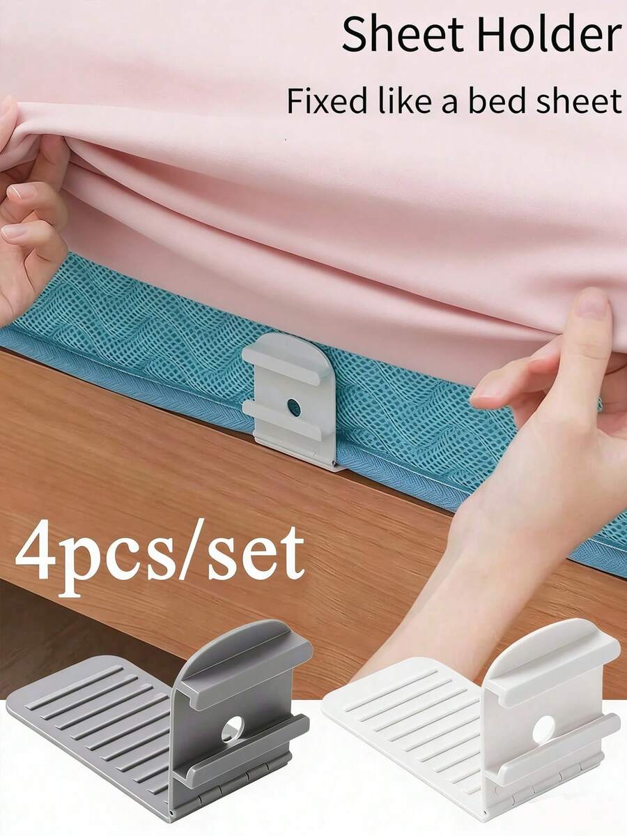 4 buah Klip Sprei Tebal - Desain Tak Terlihat, Anti Selip & Stabil, Kompatibel dengan Berbagai Kasur, Bahan PP - Cocok untuk Hotel, Rumah atau Sebagai Hadiah - Mudah Dibersihkan, Kualitas Kelas Hotel, Desain Tanpa Sambungan, Klip Berkualitas Tinggi - beraneka warna - View 1