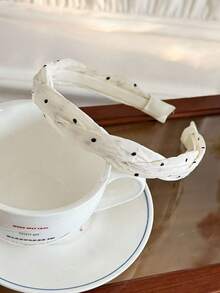 1pc Sweet Criss-Cross Polka Dot Headband, New Spring Arrival High Crown Non-Slip Hairband, Elegant Hair Accessory - Multicolor - View 6