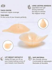1pc Hot Selling Silicone Invisible Bra, With Adjustable Straps, Non-Slip Design, Lift And Enhance Cleavage, Designed For Wedding Dress Photography, Strapless Dresses, Invisible Underwear, Dresses, Vacation And Other Occasions, Enhances Cleavage And Sexy Breast Petals - Apricot - View 8
