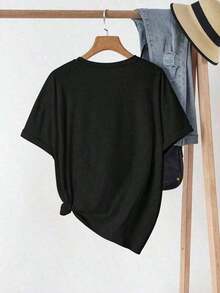 Short-Sleeved, Round-Neck T-Shirt With "Cruise Life" Lettering Print, Summer Style, For Women, ZIVRE - Weiss 3 - View 10