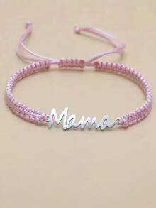 1条时尚百搭“妈妈”不锈钢编织红绳手链，适合母亲节、圣诞节、感恩节、派对、日常佩戴、生日礼物、珠宝礼品等场合。 - 彩色 - 查看 3