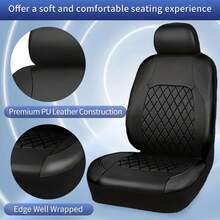 1 Set PU Leather Car Seat Covers, Single-Line Diamond Quilted PU Leather, Suitable For Airbags, Breathable And Comfortable, Fit For Sedans, Trucks And SUVs, Waterproof, Dustproof And Stain-Resistant, Durable - Seat Covers - View 7