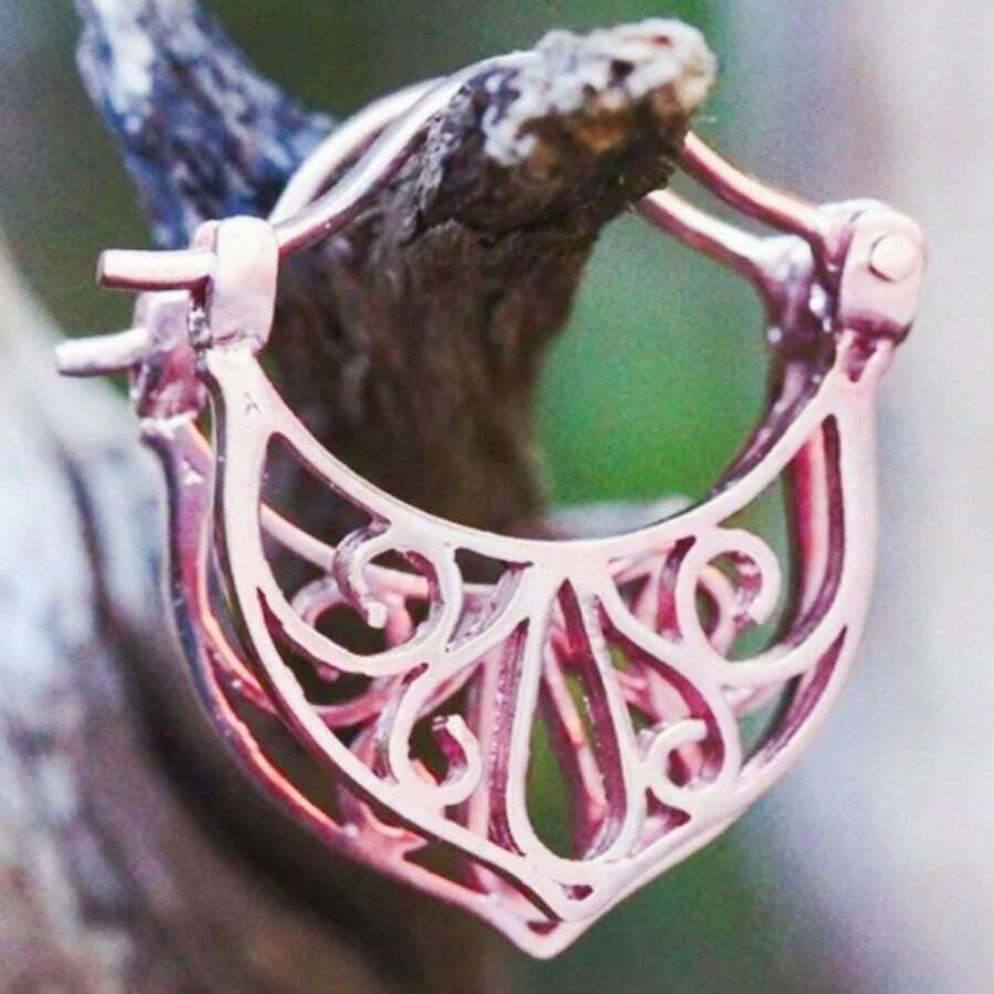 1 Đôi Khuyên Tai Vòng Rỗng Cổ Điển, Phụ Kiện Tối Giản Cần Thiết Cho Hàng Ngày & Kỳ Nghỉ, Cũng Có Mẫu - Hoa hồng vàng - Xem 1
