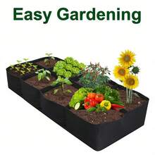 Chậu trồng cây nâng cao kiểu mới năm 2026, 4/8 ngăn thông gió, kiểu dáng hiện đại, chống chịu thời tiết, hình chữ nhật chống thấm nước, có cố định xuống đất, thích hợp trồng rau, hoa và thảo mộc, túi trồng cây lớn thoáng khí. - màu đen - View 5