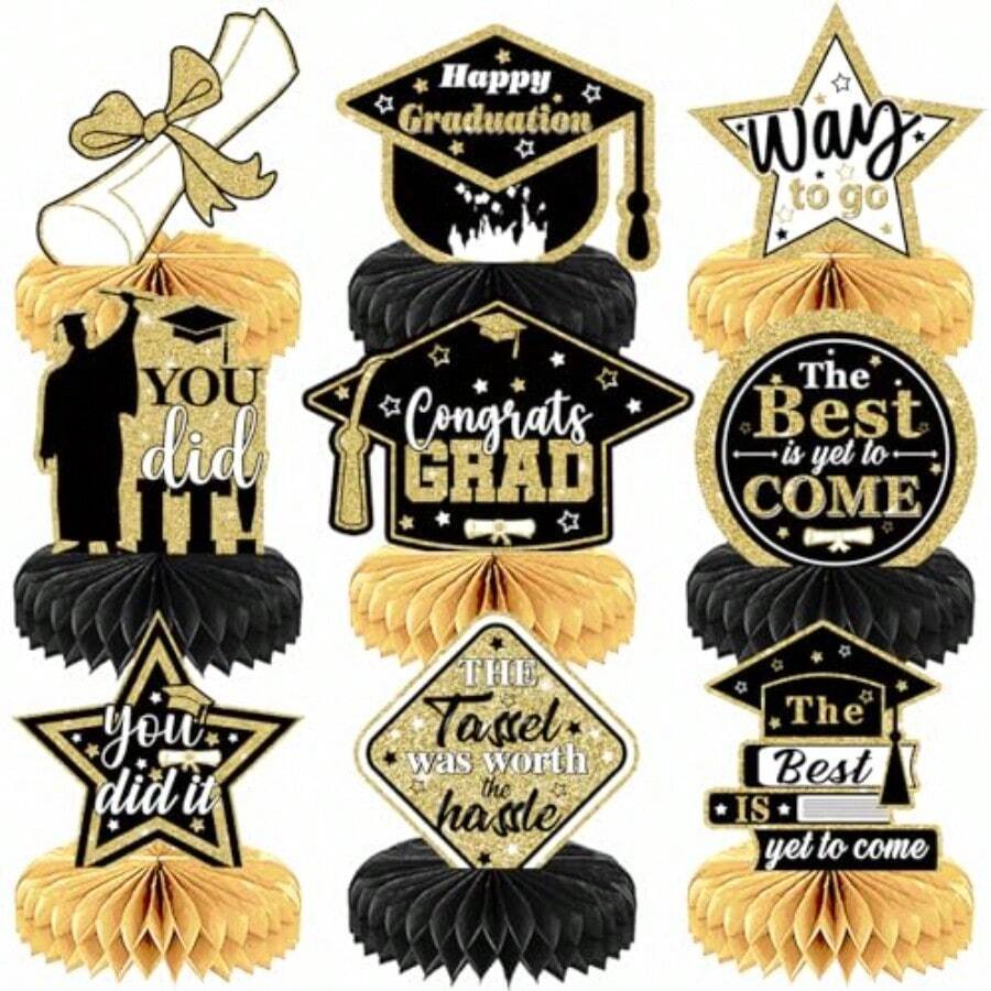 Graduation Table Rations 2026 - Graduation Centerpieces Tab 9 Pcs Black ...