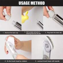 Juego de 3 en 1 de cepillos de limpieza de cocina con dispensador de jabón - Mango largo, esponja desmontable, cerdas de nailon duraderas, diseño ahorra espacio, dispensador de líquido automático, herramienta de cocina práctica - multicolor - Ver 9