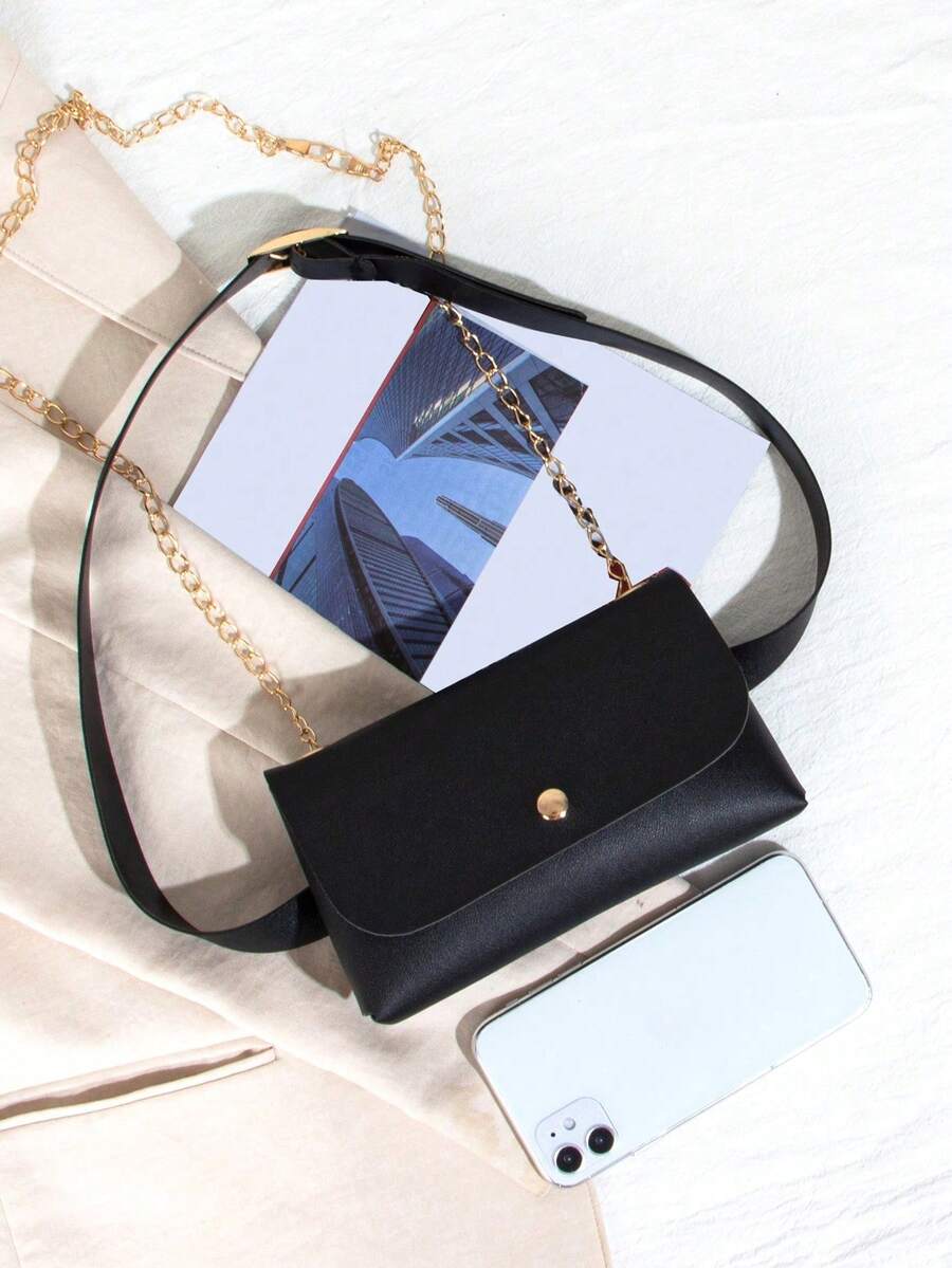 Bolso de cintura/bandolera minimalista y versátil - Negro - Ver 1