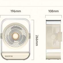 5-Speed Rotating Desk Fan With Night Light, USB Rechargeable Portable Desktop Air Conditioner Fan For Home, Office, Camping, Hiking - Desk Fan - View 7