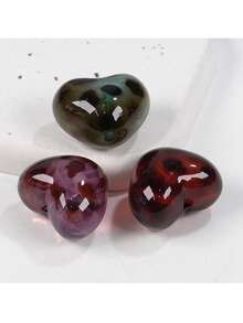 10颗22*23mm亚克力直孔豹纹、云朵、五角星珠子，可用于DIY手链、项链、发圈、耳环、手机链、钥匙扣、包包挂饰、珠宝配件 - 豹紋大胖愛心珠 - 查看 3