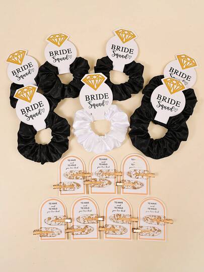 21pcs Wedding Party Hair Accessories Set, Including Hair Clips, Bangs Clips, Solid Color Elegant Party Hair Scrunchies With Card, Suitable For Gatherings, Parties, Wedding Favors