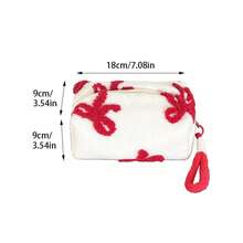 1个粉色蝴蝶结手提化妆包，情人节收纳袋手拿包 - 彩色 - 查看 2