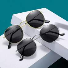 1pc Retro Round Small Frame Fashion Glasses For Women - 1PC Small Box Fashion Gold Gray - View 6