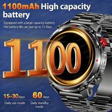 Đồng hồ thông minh thể thao ngoài trời nam GUHUAVMI 2026 mới, pin dung lượng lớn 1100mAh, màn hình cảm ứng HD 360*360 1.7 inch, tích hợp gọi điện không dây, trợ lý giọng nói, chức năng nhắc nhở, đèn pin LED mạnh, chống nước IP68, đồng hồ, nhiều chế độ thể thao, la bàn, theo dõi chuyển động, theo dõi thể dục với đếm bước, quãng đường, lượng calo, vòng đeo tay thể thao dành cho nam, thân máy hợp kim cường độ cao, thiết kế ngoại hình thời trang, tương thích với iPhone, món quà tuyệt vời. - Xem 5