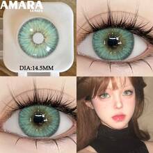 AMARA 1副彩色隐形眼镜，自然妆效，棕色镜片，灰色镜片，蓝色镜片，美瞳，绿色隐形眼镜，放大双眼，大直径美瞳 - ESTONIA-GREEN - 查看 10