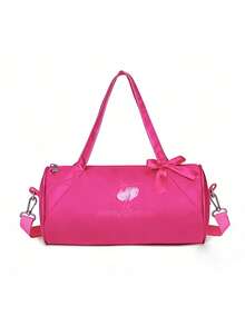 1pc Small Fashion Embroidered Dance Bag, Shoulder Bag, Travel Bag, Team Bag, Latin Ballet Bag, Fitness Bag, Travel Bag, Fashion Embroidered Ballet Dancer Matching Letter Design, Lightweight And Durable, Available In Pink And Purple, Zipper Opening, Polyester Lining, Adjustable Shoulder Strap, Suitable For Dance, Yoga, Travel And Daily Commute. - Multicolor - View 13