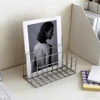 1pc-Desktop Mail Organizer, File Organizer, Metal Wire Mail Sorter, Letter Organizer, Magazine Rack, Suitable For Letters, Mail, Books, Postcards, Brochures, Mail Storage Rack (3 Slots)