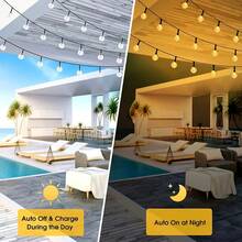 Solar-Powered String Lights, 39.3 Ft/22.9 Ft/16.4 Ft, Featuring 8 Flashing Modes And 100/50/20 LED Bubble Balls. Modern Style, Made Of Plastic, Switch Control. Suitable For Gardens, Christmas, Weddings, Birthdays, And Holiday-Themed Decorations. - Đèn cầu bong bóng năng lượng mặt trời - Xem 5