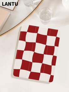 1个复古扭纹格子图案扁平保护壳，兼容苹果10.2英寸/11英寸（2020/2021款）、(A16) 11英寸第11代（2025款）、第9/10代、Air 4代（10.9英寸）、Galaxy Tab S6 Lite 10.4英寸，防摔，带笔槽，支持睡眠/唤醒功能，浪漫又实用的礼物 - 彩色 - 查看 2