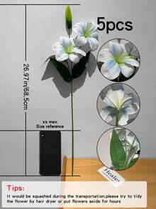 5pcs/3pcs/1pc (Pink&White) 26.97" Artificial Lily Flowers, Long Stem Artificial Stargazer Lilies With Full Bloom Lily & Tiger Bouquets For Home, Hotel, Wedding Decor, Bridal Backdrop, Bouquets, For Proposal, Valentine's Day, Halloween & Christmas, - Multicolor - View 32