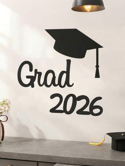 1 Set Decoraciones para fiesta de graduación 2026, Gorra negra 2026 y decoración con letras de fieltro, Adecuado para carnaval de graduación, decoración de jardín, fondo de pared