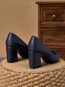 Giày cao gót mũi nhọn thời trang nữ, cao 7cm, đế dày, đa năng cho các bữa tiệc, dịp thường ngày và trang trọng. - Màu xanh hải quân - Xem 7
