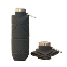 Reusable & Portable Collapsible Water Bottle/Cup (With Leak-Proof Valve) - Silicone Foldable Travel Bottle (Upgraded Design); Ideal For Fitness, Camping, Hiking, Travel, And Various Sports; Lightweight And Durable. - Dark Grey - View 11