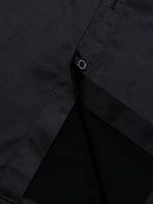 WAIT HIM Men's Satin Short Sleeve Single-Breasted Fashion Shirt - Black - View 4