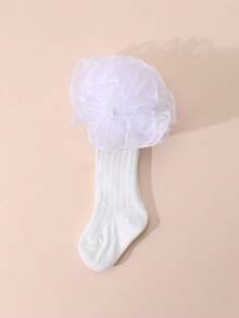 3 đôi tất cao cổ có bèo nhún, màu trơn dành cho bé gái, thích hợp cho mùa tựu trường và mặc hàng ngày. - trắng - Xem 8