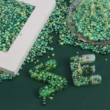 10g/Packung Grüne Märchen Epoxidharz Füllung, geeignet für Epoxidharz Silikonform Füllung, Buchstaben, Schlüsselanhänger, Anhänger, Handarbeit DIY, Schmuckherstellung, Feiertags Dekoration und Rassel Spielzeug Basteln - Grüne Serie - Übersicht 3