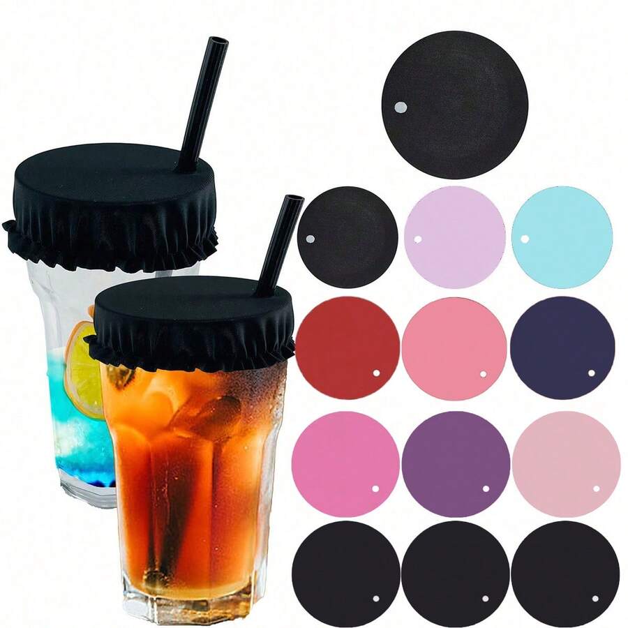 Nắp đậy ly bằng polyester có lỗ cắm ống hút, có thể tái sử dụng, bảo vệ đồ uống trong các bữa tiệc, nắp đậy miệng ly cocktail co giãn, không cần nguồn điện. - Nhiều màu - Xem 1