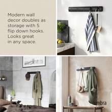 Key HooksFl -Mounted Coat Rack Wit 5 Ooks Modern Ce-Sang Stoe  A Jacke Bags Entryway Mudroom Closet Batroom Droom Black - 黑色 - 查看 4