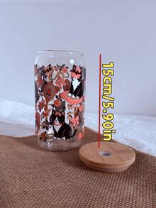 Ly thủy tinh đựng trà xanh Matcha hình mèo may mắn thắt nơ cam 16oz, in nhiệt độ cao, thích hợp dùng cho cà phê, trà xanh Matcha, sữa, soda, nước có ga, ly hình lon có ống hút, ly đựng đồ uống nóng/lạnh, lựa chọn quà tặng tốt nhất. - Nhiều màu - Xem 3