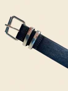 Punk Style Rivet Buckle PU Belt, Unisex High-End Hip Hop Metal Waist Belt - Black - View 4