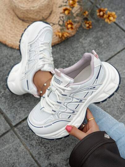 2024 Nuevos Tenis Gruesos de Malla Transpirable para Primavera/Verano, Zapatos Casuales de Cuero Suave para Correr de Mujer