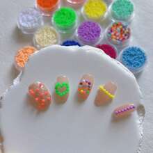 1 Bottle Mini Fluorescent Beads, Colorful Micro Beads Nail Art Accessories, Minimalist Versatile All-Match Decor Nails - Multicolor - View 10