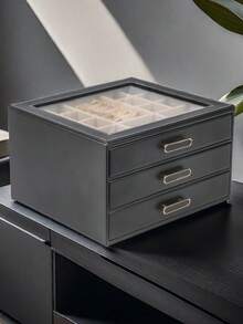 PU Leather Jewelry Box With Mirror, Large Capacity Jewelry Storage Box For Necklaces, Rings, Earrings, Bracelets, Lockable Gift Box With Mirror, Multifunctional Jewelry Organizer Box With Drawers - Portable Jewelry Box - View 18