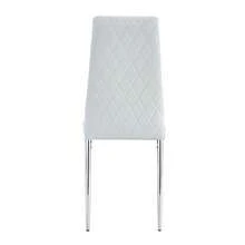 Set med fyra vita matstolar, klädsel i diamantmönster i konstläder, metallben, modern stil för kök, vardagsrum, café och hemmakontor. - Ljusgrå - Visa 5