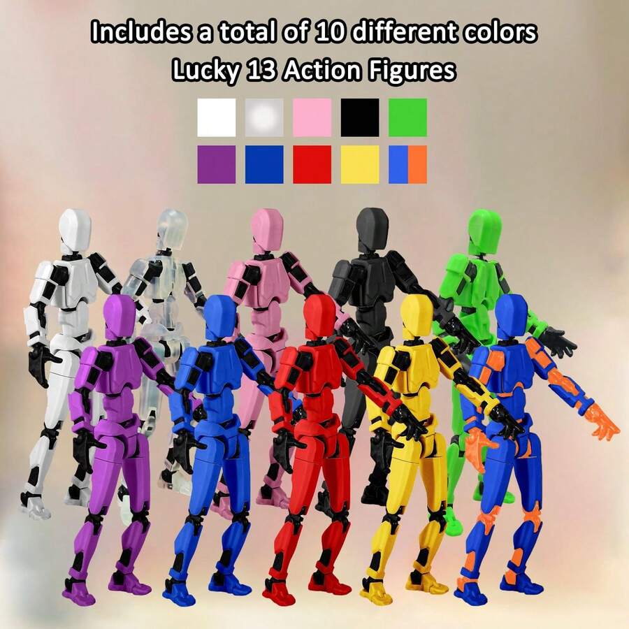 T13 Action Figure Set, 10PCS Robot Action Figure 3D Printed Toys Lucky Titan 13 Action Figure With M - Đỏ - Xem 1