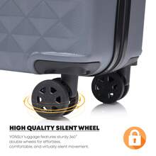 YONSLY 4‑Piece Suitcase Set 16/20/24/28 Inches With TSA Lock YKK Double Repair Zipper 4 Silent 360° Wheels Mesh Pocket Soft Rubber Handle For Trips - 深灰色 - 查看 5