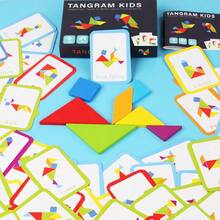 Bộ xếp hình Tangram cỡ lớn, đồ chơi giáo dục nhận thức sớm, bao gồm thẻ câu hỏi hai mặt giúp rèn luyện tư duy logic, đồ chơi lắp ráp bằng gỗ để bàn giúp trẻ phát triển toàn diện, giao hàng ngẫu nhiên. - Nhiều màu - Xem 3