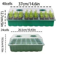 Bộ 4 khay ươm hạt, khay gieo hạt 24/40 ô có cửa sổ điều chỉnh được, dùng cho nhà kính và vườn, chất liệu nhựa, trọng lượng nhẹ. - 24 ô vuông - Xem 6