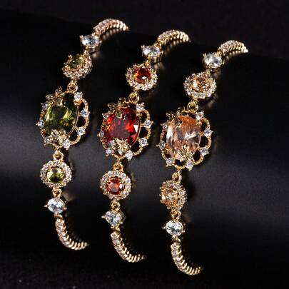 1条可调节长度的女士时尚手链，独特设计，配有可调节弹力链，适合日常佩戴和送礼。