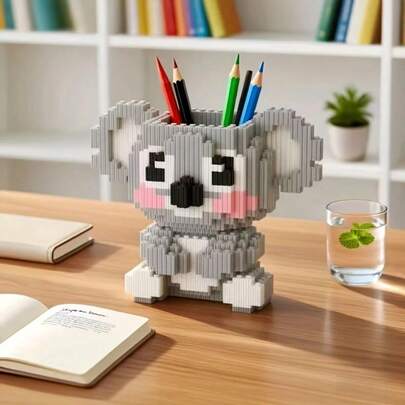 Hộp đựng bút hình gấu Koala dễ thương, khối xếp hình nhỏ, mô hình 3D gấu Koala, đồ trang trí bàn làm việc tự làm, quà tặng, giảm căng thẳng, tận hưởng sự tĩnh lặng, thích hợp làm quà tặng.