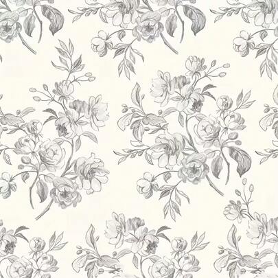 [1 Roll Vintage Floral Wallpaper] 1 Roll Vintage Hand-Drawn Black And White Floral Self-Adhesive Wallpaper, PET Seamless Peel And Stick Contact Paper, Waterproof Moisture-Proof Wall Protector, Easy Cut And Install For Living Room, Bedroom, Fireplace, Kitchen, Entryway Home Art Decor, Cabinet, Table, Vanity, Wardrobe Drawer Interior Furniture Renovation - Straight Match Detachable Wallpaper